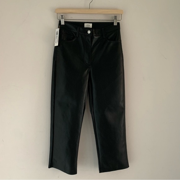 NWT Aritzia Melina Cropped Pant Size 0 Vegan Leather - Picture 2 of 7